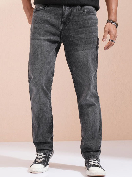Men’s Grey Slim Fit Washed Jeans