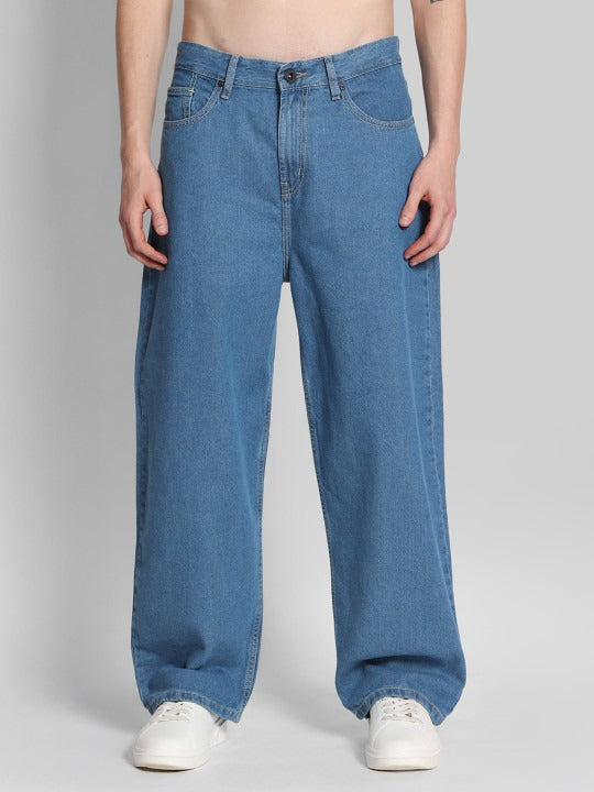 Men’s Light Blue Wide Leg Baggy Jeans
